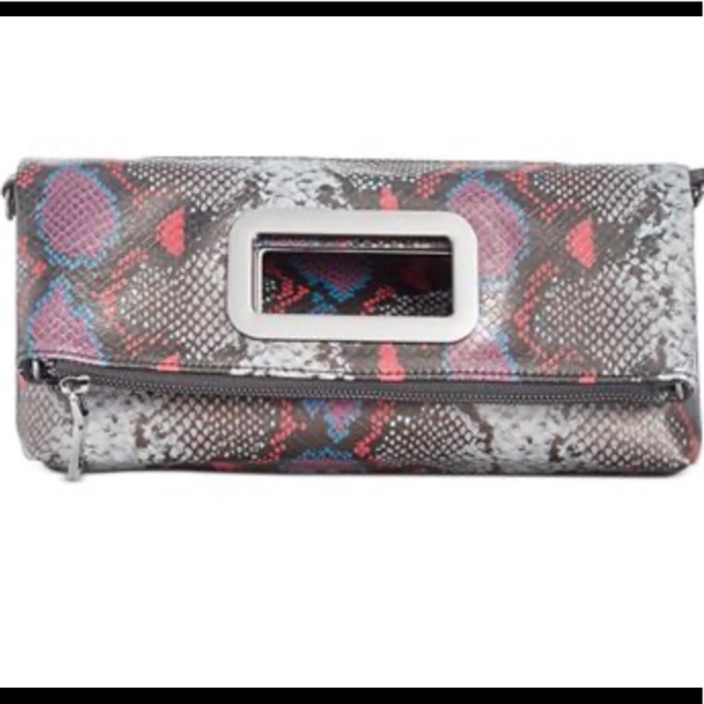 Snake embossed INC Open Handle Clutch Crossbody